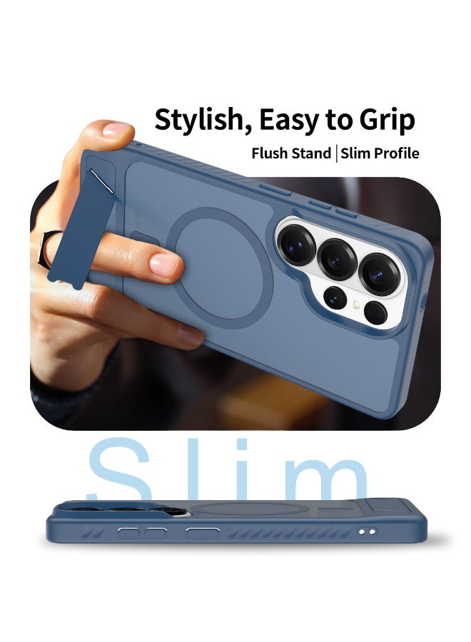 Samsung S26 Ultra MagSafe Case, Magnetic Cover with Hidden Stand, Shockproof Phone Case, Galaxy S26 Ultra 5G (Transparent Deep Blue) Matte Stand Slim Back Military-Grade Protective Case - Image 3